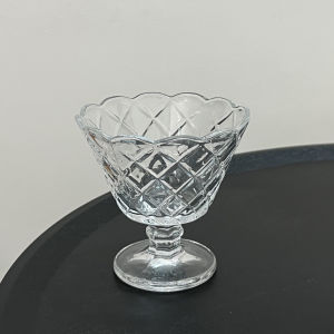 Retro Lace Glass Highball Cup Ice Cream Dessert Cup Fruit Pudding Cup Yogurt Ice Cream Bowl Transparent Design Daily Use