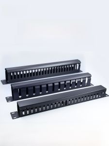 Metal Network Cable Organizer Rack 24 Ports 48 Channels 1U 19 Inch Telephone Cable Management Cabinet Desktop Mount