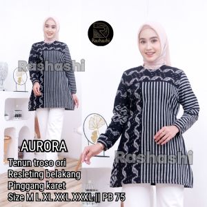 AURORA Atasan tenun wanita modern terbaru kekinian blouse tenun troso jepara lengan karet cantik modis baju kantor wanita seragaman murah