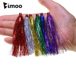 3PCS 6PCS Mylar Teaser Fishing Lures Tube Slider Teaser Fly 3.35" Long Flash Teaser Tail Jigging Fishing Lure Bait Accessories