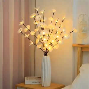 1PC LED Orchid Flower Bouquet Branch Light 20 LEDs Battery Operated Artificial Floral Twig Lamp for Bedroom Thanksgiving Decor