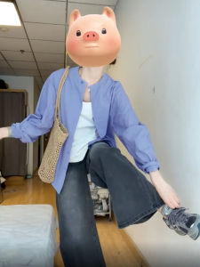 เสื้อเชิ้ตคอโปโลผู้หญิงสีน้ำเงินสไตล์จีนใหม่ ทรงบาง แขนยาว ปกโปโล ทรงหลวม ผ้าฝ้ายผสมโพลีเอสเตอร์ ฤดูใบไม้ร่วง 2024