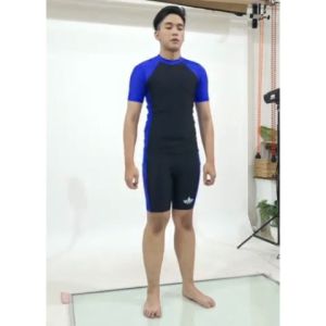 Lotus Sportswear Baju Renang Setelan Lengan Dan Celana Pendek Dewasa Bahan Adem & Nyaman Anti-UV Quick-Dry Swimsuit Elastic