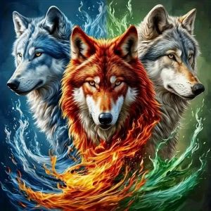 Wolf Animal Rhinestone 5D Full Round Diamond Painting Art DIY Diamond Mosaic Dog Cross Stitch Kit Embroidery Handmade Hobby Gift
