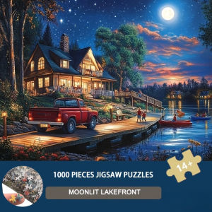 Jigsaw Puzzle for Adults 500/1000/1200/2000PCS Moonlit Night Lakefront Scenery DIY Craft Home Wall Decoration Gift Idea