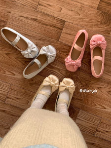 รองเท้า Mary Jane Ballet Flats ทรงสั้น ดีไซน์เรียบง่าย ส้นเตี้ย หัวกลม พื้นยาง รองเท้าแฟชั่นสำหรับใส่ไปทำงานและในชีวิตประจำวัน
