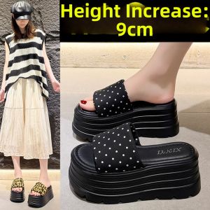 DINGMUYI | Thick Sole Increase Height Fashion Slippers Beach Shoes