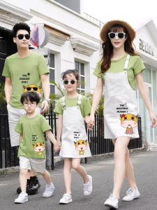 Summer New Style Family Matching Beach Vacation Outfits Mother Daughter Slimming Strap Dresses Cotton Korean Version Kids Clothes