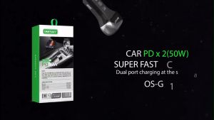 ONESAM CAR CHARGER OS G14 CAR CHARGER ADAPTOR MOBIL 2 PORTS TYPE C SUPER FAST CAR CHARGING