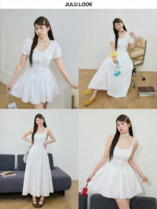 JULULOOK | Đầm Dạ Hội Ren Hoa Trắng Giảm Cân Plus Size