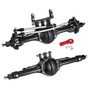Plastic Front Rear Straight Complete Axles Set With Servo Mount for 1/10  RC Crawler Car Axial SCX10 I II III Upgrade Parts