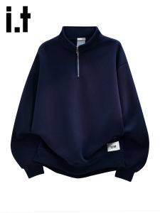 izzue | American Heavy-duty Stand-up Collar Half Zipper Hoodie Autumn New