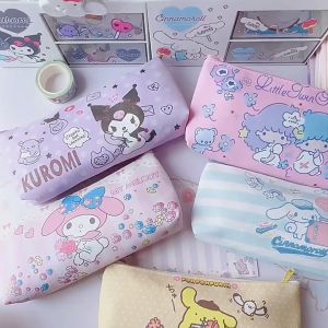 Single Japanese 14 design Sanrio Super Cute SLIM PU leather pencil case / pencil box storage stationery bag