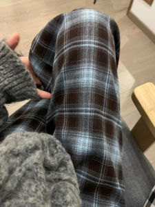 Quần Ống Rộng Kẻ Caro Cạp Cao Dài Thường Ngày Cho Nữ Mùa Xuân Thu Quần Ống Đứng Dài Đến Sàn Phong Cách Retro Màu Xanh Lam