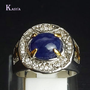 Cincin Blue Safir Alpaka Super Natural Corundum