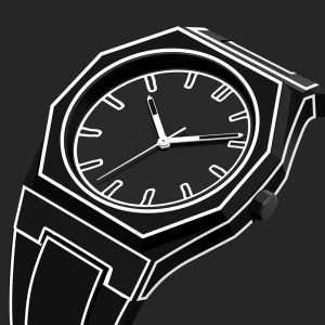 Creative Design Minimalist Sketch Watch Mens Octagonal Large Dial Quartz Watch Silicone Watch Strap Waterproof Watch Cartoon