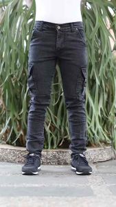 Celana Cargo Tapered Full Length Denim Polos Pinggang Elastis - Nyaman untuk Pria Size 27-38