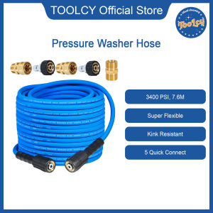 TOOLCY Super Flexible Pressure Washer Hose 50ft 3400 PSI Kink Resistant Power Washer Hose 1/4 in. Replacement Power Wash Hose with M22 and 3/8" Quick Connection Kit