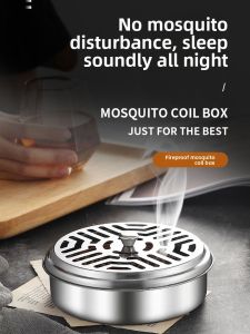 MONLEYTA | Thickened Stainless Steel Mosquito Coil Tray With Lid Safe Fireproof and Heat Resistant Incense Holder Extra Height Ash Catcher