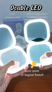 Cermin Rias Mini Lipat Portable Dengan LED Lamp Tombol Touch Screen