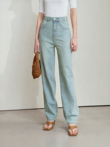 AMII | Quần Jeans Denim Phong Cách Vintage Retro Màu Xanh Nhạt