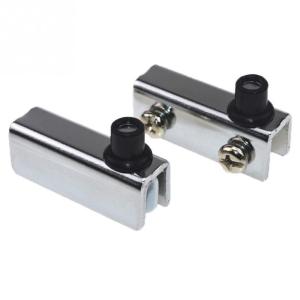 2PCS Glass Door Pivot Hinge Cabinet Doors Wardrobe TV Cabinets Bookcases Clamp Clip Silver Glass Hinges For Cabinet Cupboard New