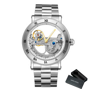 Forsining | Forsining Retro Skeleton Mechanical Watch for Men Luminous Hands Classic Leather Steel Strap Business Fashion Automatic Watches