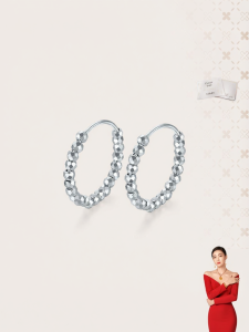 Versatile Round Bead Earrings Platinum Earring