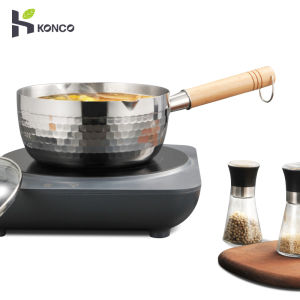Konco 430 stainless steel pot with glass lid 18cm noodles pot Japanese style cooking pot for gas and induction cooker Complementary food pot  milk pot