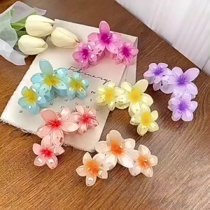 Abadi Mall Jedai Viral Kamboja 3in1 | Jepit rambut bunga kamboja 3 bunga Hawaii penangkap plumeria besar aksesori rambut klip hiu rambut belakang