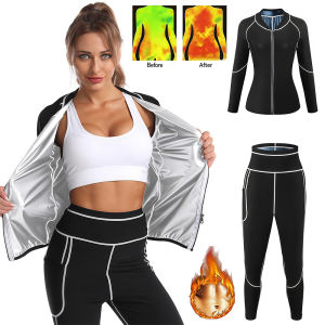 1PCS Sauna Suit for Women Weight Loss Sweat Suit Boxing Exercise Sweat Sauna Sweatshirt Pants for Workout Body Shaper