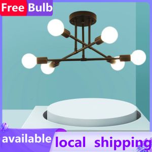 【Free Bulb】Modern Ceiling Light Retro Metal Chandeliers Light Nordic Ceiling Light pendant led light Fixtures 3 6 Heads for Kitchen Living Room Dining Room