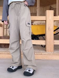 Pants for Kids Girls Cargo Pants for Kids Girls American Drawstring Cargo Pants Teens Fashion Outfit for Girls Loose and Comfortable 130-160cm