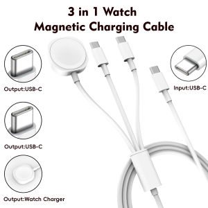 USB-A Watch Magnetic Wireless Chaeger Pad 3 in 1 Type-C Chargers Cable For iWatch 10/9/8/7/6/5/4/3/2 SE/Ultra PD Fast Charging