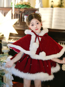 Red Princess Dress Childrens Christmas New Years Outfit Girls Ceremony Skirt Chinese Style Travel Autumn Winter Kids Clothing
