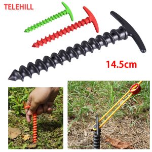 14.5cm Ultralight Outdoor Camping Tent Pegs Ground Nails Nylon Screw Anchor Stakes Pegs Hiking Tent Stakes Pins Tent Accessories Applicable to Sandy Beach Muddy Land Grassland
