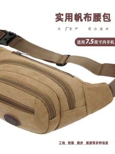 New Arrival Canvas Waist Bag Men Mobile Phone Bag for Construction Site Work Outdoor Sports Running Leisure Multifunctional Chest Bag Women