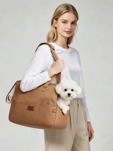 Portable Pet Shoulder Tote Bag For Small Cats And Dogs Breathable Lightweight Crossbody Travel Carrier Bag With Reinforced Hard Bottom