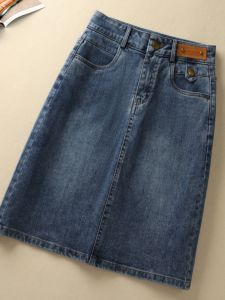 High Waist Denim Mini Skirt Womens Fashionable Slimming Style Commute A-Line Midi Skirt Trendy Early Autumn New Arrival
