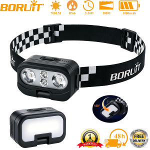 BORUiT RT400 LED Headlamp 700LM Ultra Bright Type-C Rechargeable Headlight 14 Modes Head Torch Outdoor Camping Fishing Lantern