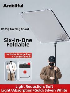 AMBITFUL | Reflective Flag Stand Foldable Multi-Function Background Board Portable Photography Softbox Stainless Steel Frame White Flag Black Flag