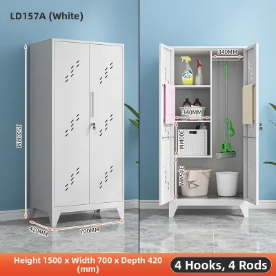KAIBOLANTE | Cleaning Tool Storage Cabinet With Lock And Pegboard