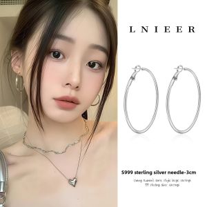 Lnieer | Stylish Hoop Simple Silver Earrings 999 Silver