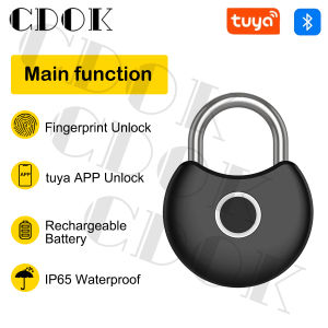 CDOK PQ1 Smart Fingerprint Padlock Waterproof Tuya BLE Remote Unlock USB Charging Unlock Anti-theft Cabinet Door Lock