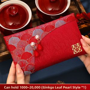 Wedding Red Envelope Bags Luxury Silk Cloth Material Chinoiserie Style Wedding Ceremony Customized Money Bags with Tassel Decoration