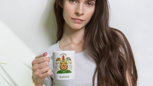 คูลเลอร์คิง Scotland Coat of Arms แก้วกาแฟ 11 หรือ 15 ออนซ์ สีขาว – เหมาะสำหรับชา กาแฟ และของขวัญ ของที่ระลึก