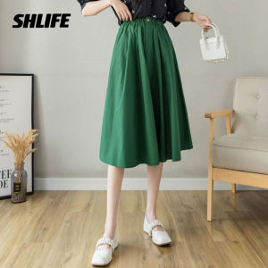 Shlife Váy Nửa cỡ lỡn Nữ Mùa Xuân/Mùa Hè phiên bản Hàn Quốc cạp cao dáng rộng Đa Năng A-Line chiều dài trung bình