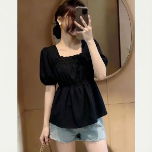 AIYITI | Summer Short Sleeve Square Neck Flattering Blouse for Plus Size