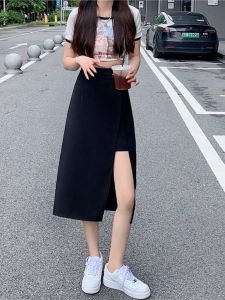 Suit Split New Arrival Autumn Skirt Asymmetrical Plus Size Plus Size Ladies High Waist Slimming Midi Dress K-style A- Line Skirt