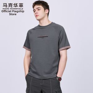 Mark Fairwhale | Embroidered Velvet Short Sleeve Round Neck T-shirt Men